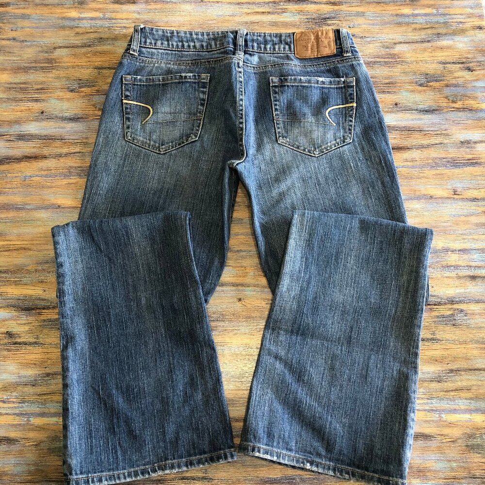 American Eagle Outfitters Jeans Hipster Distressed Low Rise Flare Womens Size 8